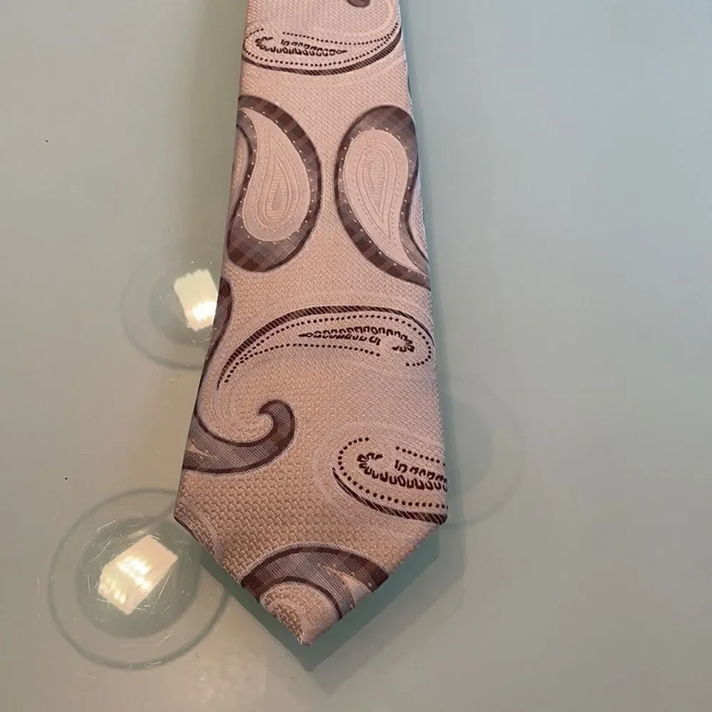 Ferre massimo tie hand made beige brown paisley